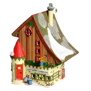 Department 56 North Pole Village "Gift Wrap & Ribbons" Lit Building 56390